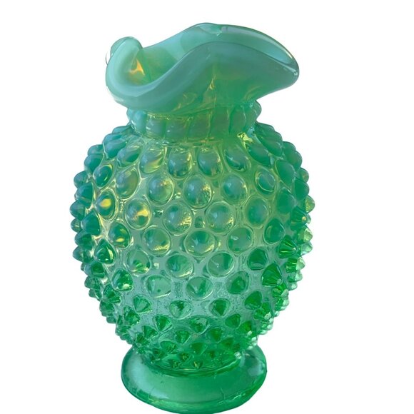 Fenton Vintage, Fuffled Edge, Fenton Vase, Pressed Glass, Opalescent   4" High b - Picture 11 of 11